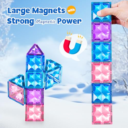 BENOKER Castle Magnetic Tiles, 3D Building Blocks STEM Educational Kids Toys for Pretend Play, 3 4 5 6 7 8 Year Old Birthday Gifts for Boys and Girls, Preschool Learning Toys for Christmas - Image 2