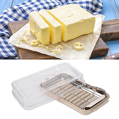 Donfafecuer Butter Slicer Cutter Stainless Steel,Butter Pan Container With Lid Plastic Butter Container With Knife, Small Butter Container (Wheat Base Color) #TOP3