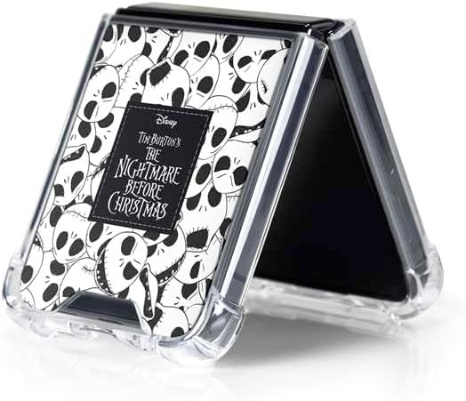 Skinit Clear Phone Case Compatible with Galaxy Z Flip5 5G - Officially Licensed Disney The Nightmare Before Christmas Jack Skellington Pattern Design