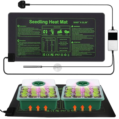 Newthinking Seedling Heat Mat with Thermostat, IP67 Waterproof Plant Heated Propagator Seedling Heating Pad for Indoor Greenhouse Plant Seedling Germination