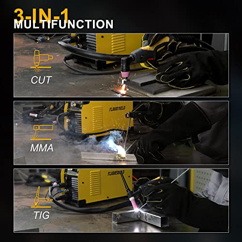 Flameweld 3 In 1 Plasma Cutter Welder Machine - Cts520X Cut Tig Stick Dual Voltage 110/220V, 50Amps Plasma Cutter, 200Amps Tig Welder, 200Amps Stick Welder, 60% Duty Cycle 50/60Hz #TOP1