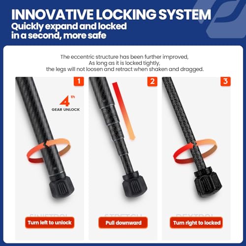 Fotopro - Trípode de cámara de Fibra de Carbono (163 cm, con monopodo, rótula 360, 1/4, Placa de liberación rápida, trípode de Viaje, Ligero, para cámara, Carga máxima, 12 kg, Aircross 3, Color - imagen 3