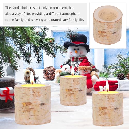 Porte-bougies en bois beige de table, accessoire chic de réception - 5