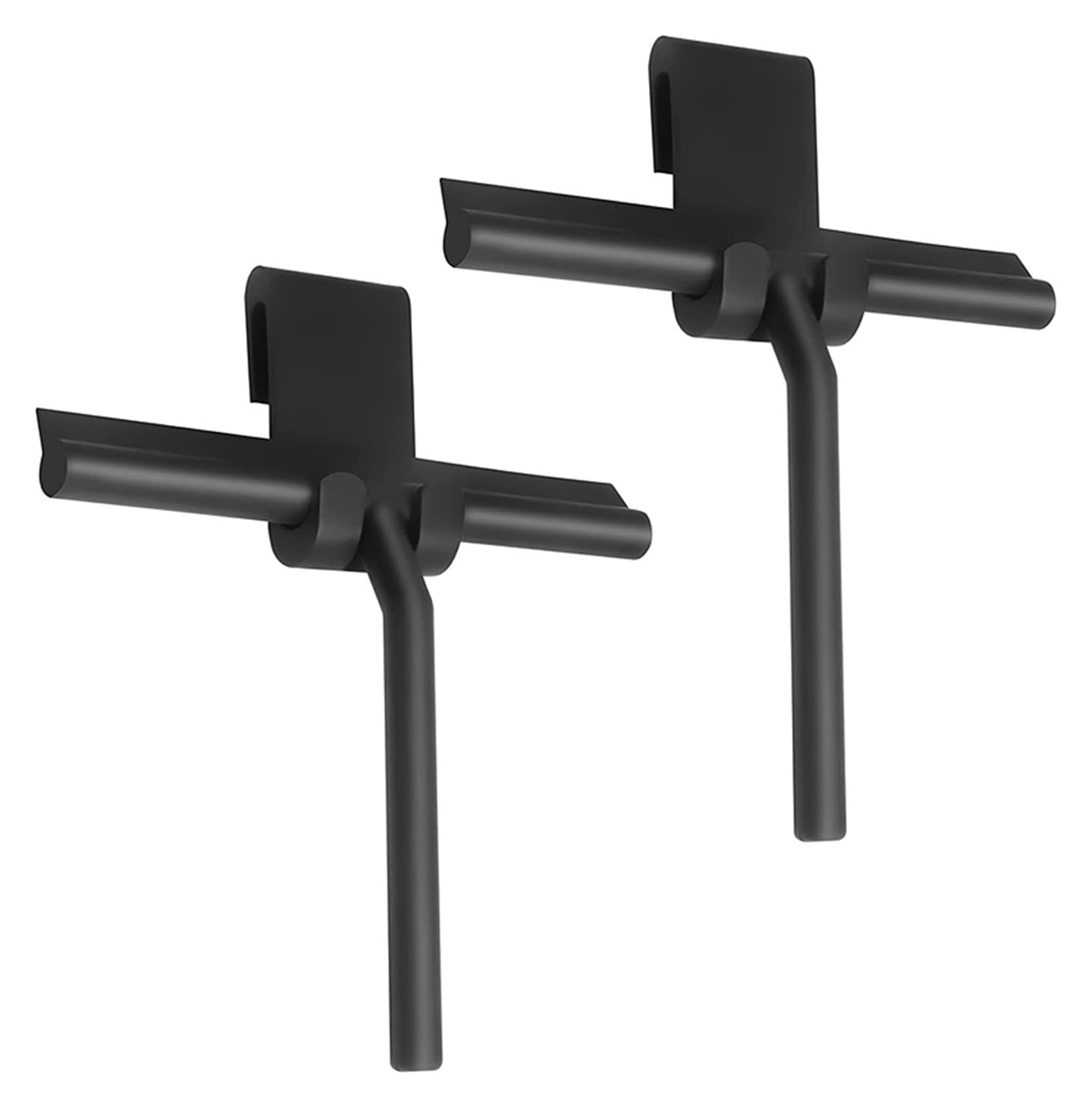 Rasqueta Ducha Limpiador de vidrios con escobilla Goma for Ducha, Limpiador Soporte Silicona, raspador Espejo baño, Limpieza(Black with Holder 2pcs)
