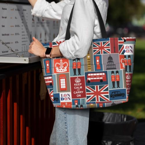 Bolsa de playa con estampado de Inglaterra y gran capacidad 3