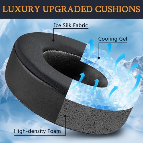 SOULWIT Cooling Gel Professional Repuesto Almohadillas para Auriculares AKG K701, K702, Q701, Q702, K601, K612, K712, Almohadillas con Tela Ice Silk, Espuma de Alta Densidad - Negro miniatura 4