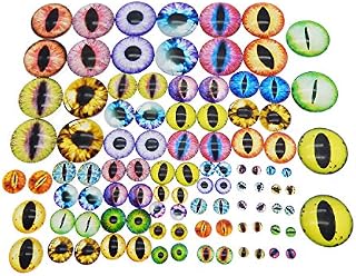 Julie Wang 90PCS/Pack Assorted Mixed Size Round Glass Dragon Eye Covered Cabochons for Doll Making and Jewelry Settings