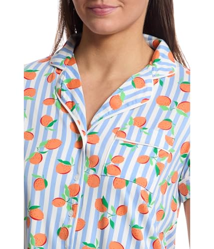 Image of kate spade new york Women's, Short Sleeve Cropped PJ Set, Tossed Oranges, X-Large