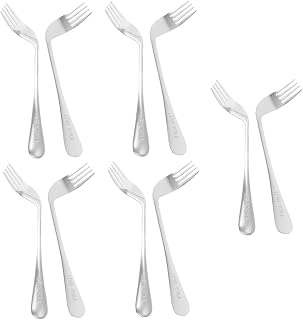 Gatuida 10pcs Heavy Duty Angled Forks for Disabled Adults Weighted Utensils Curved Tip Easy to Hold Eating Feeding Forks