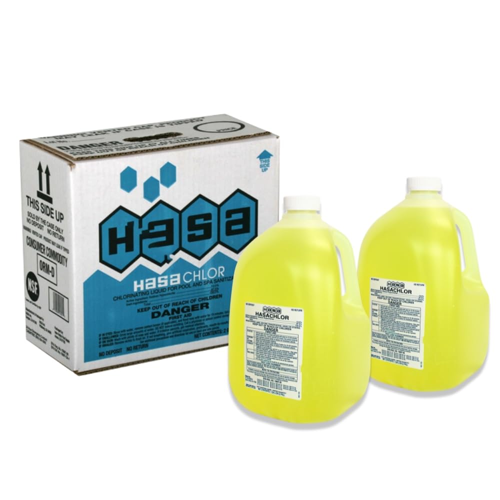DPM HASA Liquid Chlorine for Swimming Pool | Sodium Hypochlorite 12.5 Percent Pool Shock | Made in USA | Commercial Grade Pool Chlorine Liquid | Essentials Chlorinating Liquid (2)