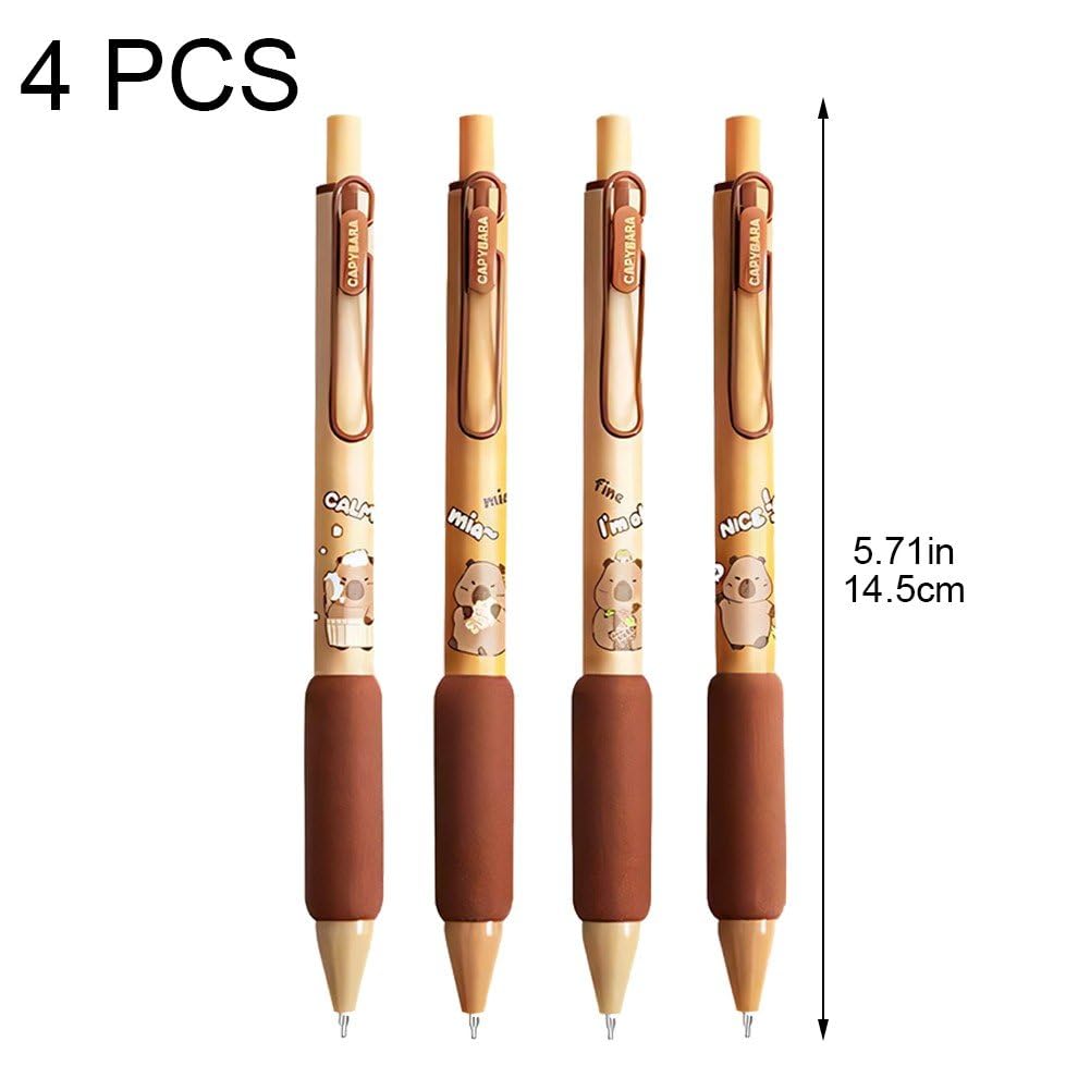 Leuke Capybara Gel Pen 4 stks/set 0.5mm Intrekbare Balpennen Zwarte Inkt Pen Schrijven Pen Zachte Aanraken Neutrale Pen voor Student