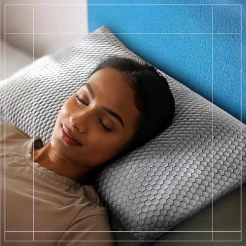 Image of Duroflex Core Balance Orthopedic Memory Foam Pillow, Medium-Firm, 4 Inch Height | Cooling Ice Dough Technology | Arctic Ice Fabric | Neck Pain Relief | (24 x 16 Inch, White) | 1 Year Warranty