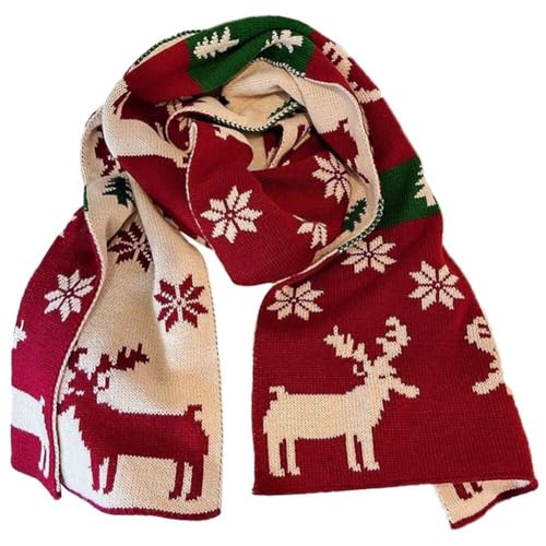 Fopytu Écharpe de Noël Unisexe, écharpe tricotée d'hiver, thème de Renne, écharpe Chaude pour Femmes et Hommes