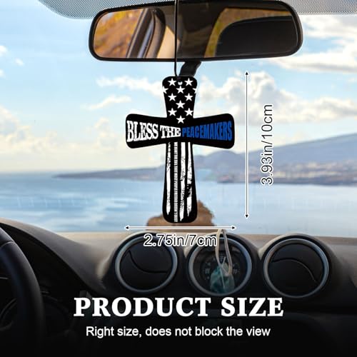 Image of Fumete 24 Pcs Christian Police Gifts for Man Bless The Peacemakers Cross Car Air Fresheners Religious Fresh Scented Hanging Ornaments Gifts for Policemen Office Birthday Retirement Party Favors