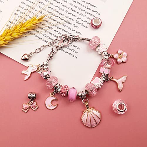 RIPTEADRY Kit de fabricação de pulseiras com pingentes, 66 peças, conjunto de joias para meninas com