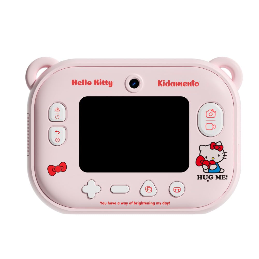Hello Kitty Instant Print Kids Digital Camera & Video Camcorder with Selfie Camera by Kidamento, Scavenger Hunt Momento Book, 32GB Memory Card - Model P Hello Kitty