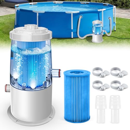 Depuradora Piscina Desmontable Bomba Filtro - Kit Completo Filtro Piscina 90W 3785L/H con Cartucho, Fácil Instalación y Bajo Consumo para Piscinas Pequeñas