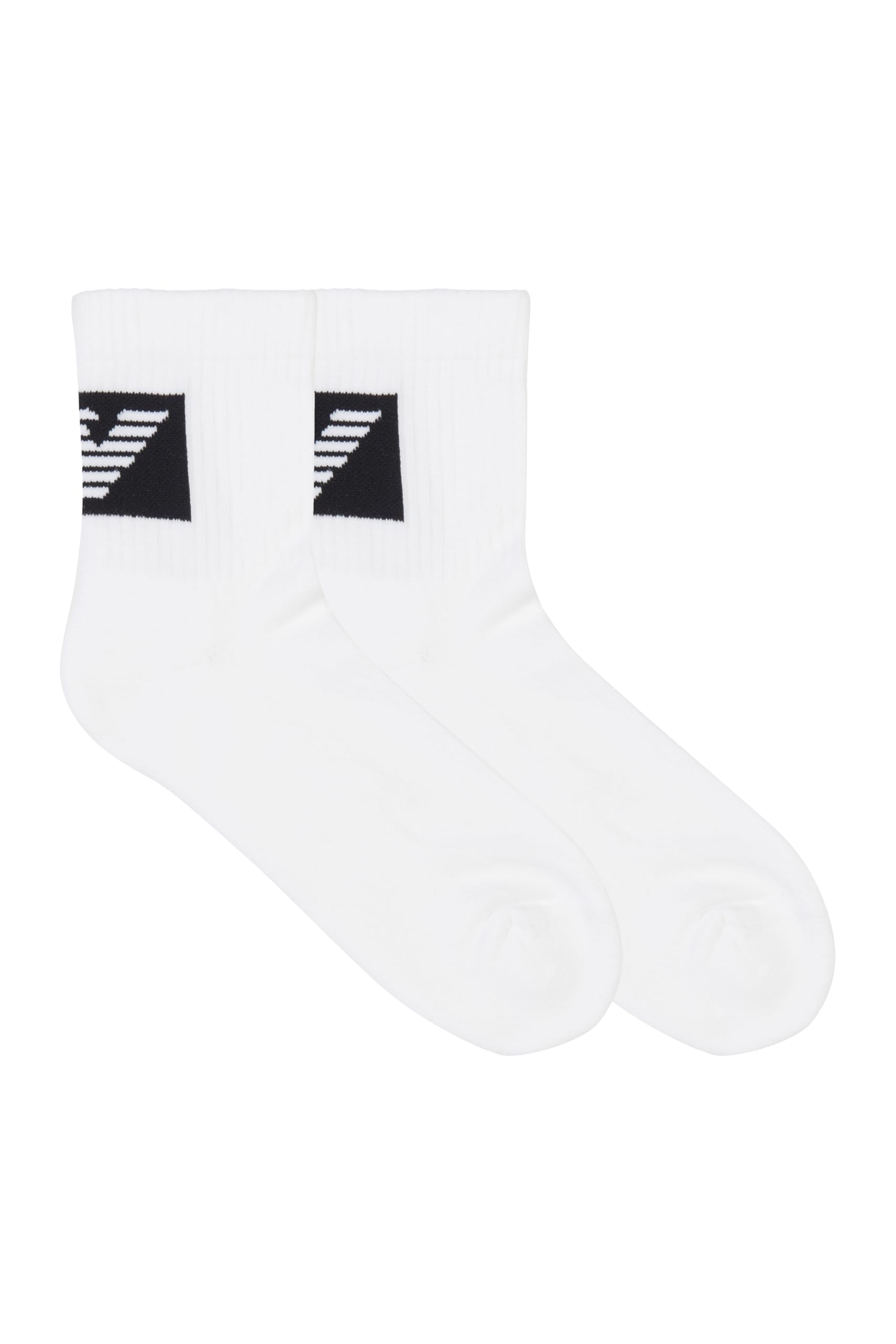 Emporio Armani MAN'S BASIC SPONGE 2-PACK ANKLE SOCKS WHITE TU