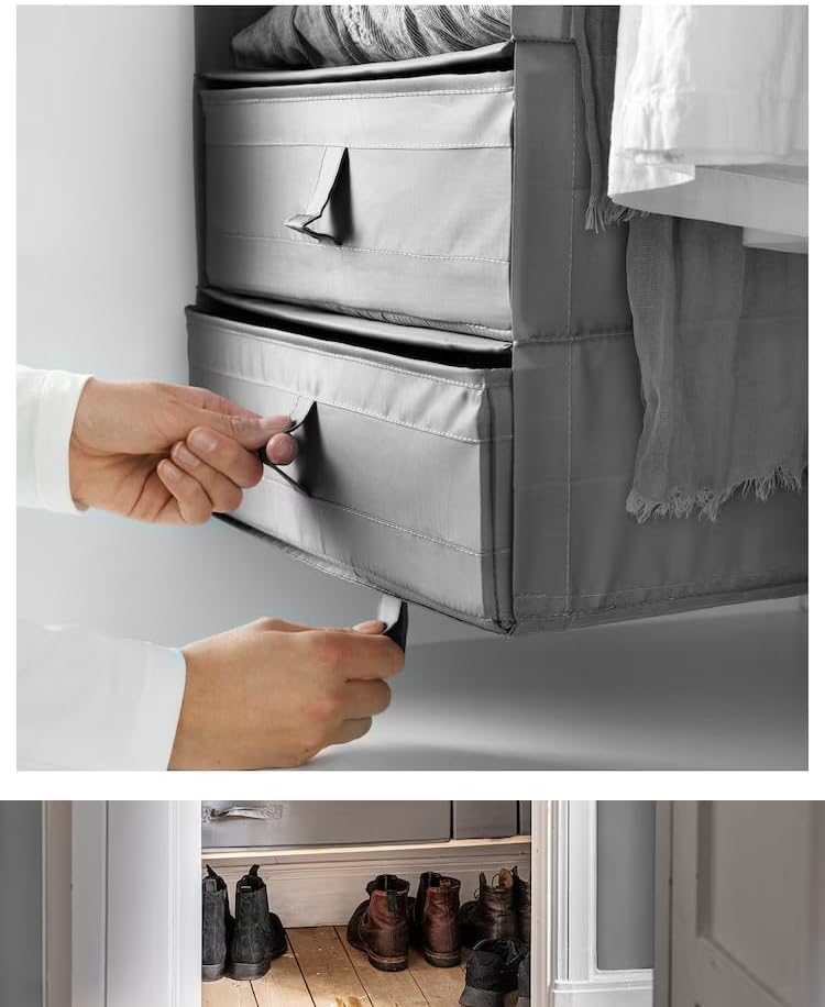 Hanging Closet Organizer – 6-Shelf Hanging Storage Shelves, Space-Saving Fabric Closet Organizer for Clothes, Shoes & Accessories, Grey 13 ¾x17 ¾x49 ¼