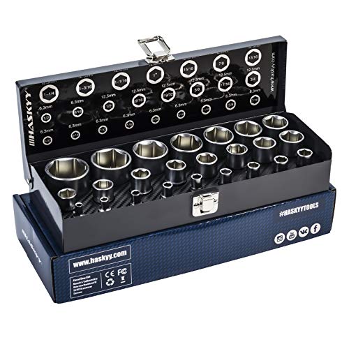 24tlg Zoll Stecknüsse I Harley-Zoll-Steckschlüssel I 5/32\ - 1.1/4\ Nusskasten I Werkzeug Satz I Harley-Schlüssel-Nüsse 24-tlg