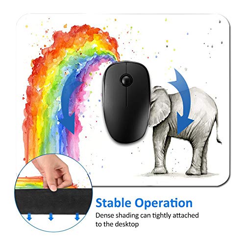 Mouse Pad,Watercolor Elephant Spray Rainbow Mouse Pad Rectangle Non-Slip Rubber Mousepad Office Accessories Desk Decor Mouse Pads For Computers Laptop #TOP4