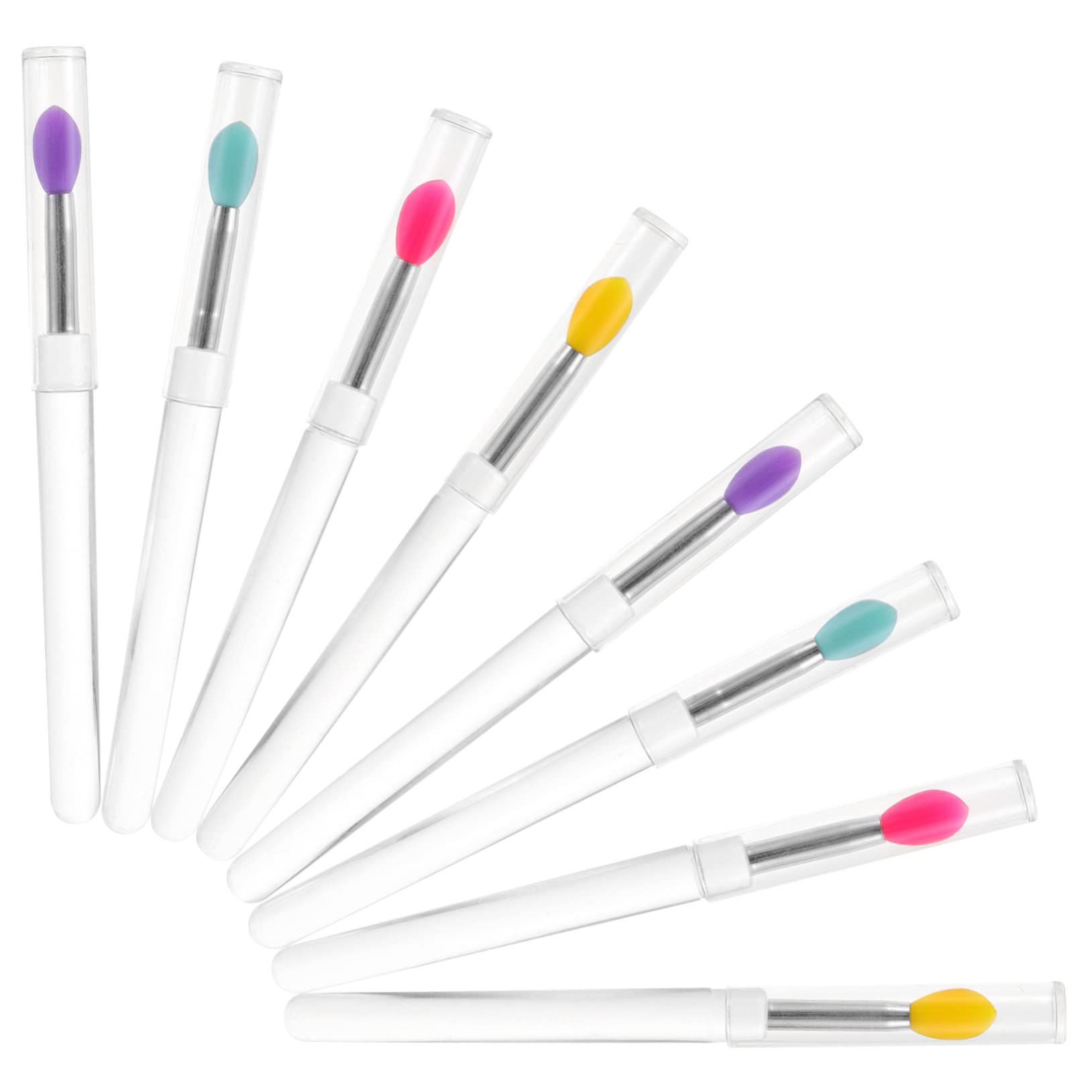 FOMIYES 8pcs Silicone Lip Applicators Set Lip Brush Applicators for Makeup Portable Lipstick Lid
