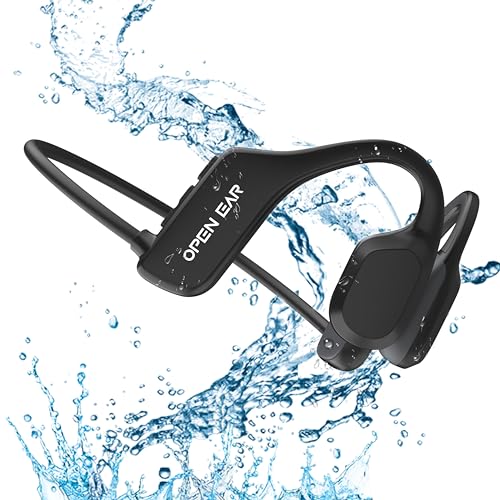 LazyGoose Bone Conduction Headphones IP68 Swimming Waterproof Dustproof Sweatproof MP3 Player Headset Underwater Music Player 8GB Memory, Open-Ear Wireless Bluetooth 5.3 with Mic for Running