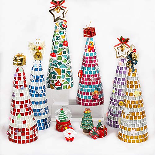 200Pcs Assorted Colors Square 0.4X0.4 Inch Mosaic Tiles Crystal Iridescent Crystal Glass Mosaic Piece For Home Decoration Crafts Supply Diy Handmade Project - Mixed Colour #TOP4