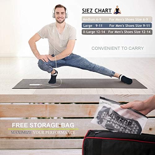 Muezna Men's Non-Slip Yoga Socks, Anti-Skid Pilates, Barre, Bikram Fitness Hospital Slipper Socks with Grips - Thumbnail 7