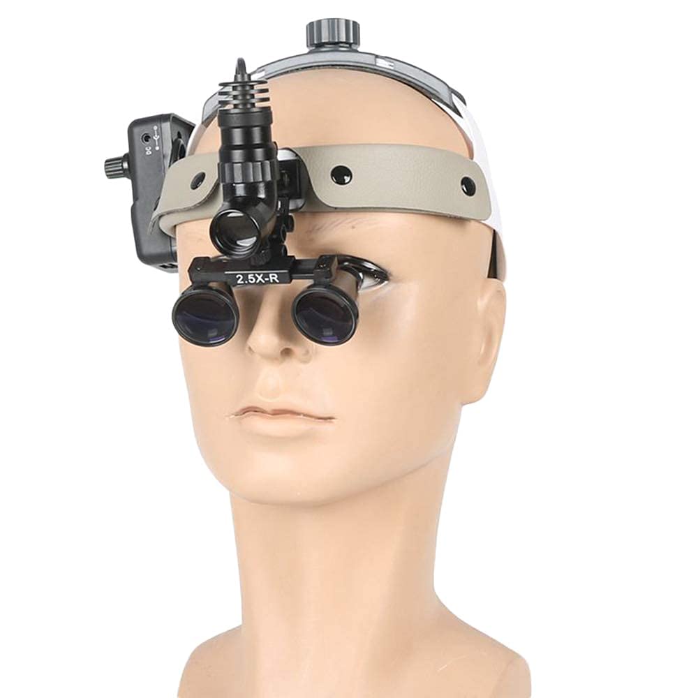 asdchZen Magnifying Glasses Dental Loupes,Dental Binocular Loupes 5W Led Surgical Headlight 2.5X 420Mm Leather Headband Magnifier With Light Beauty Comes,2.5x