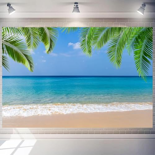 Summer Decoration Backdrop 10x10 ft Tropical Beach Scene Background Hawaii Ocean Seaside Photo Booth Props Props Aloha Luau Party Decorations Banner