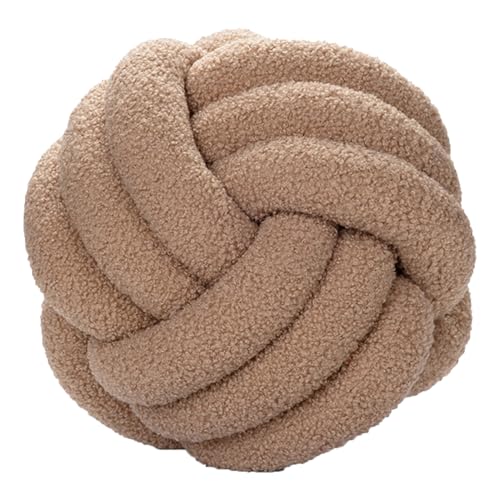 SHINROAD Cojín de nudo suave de terciopelo de cordero, cojín de peluche para adultos, para casa, dormitorio, sofá, cama, caqui