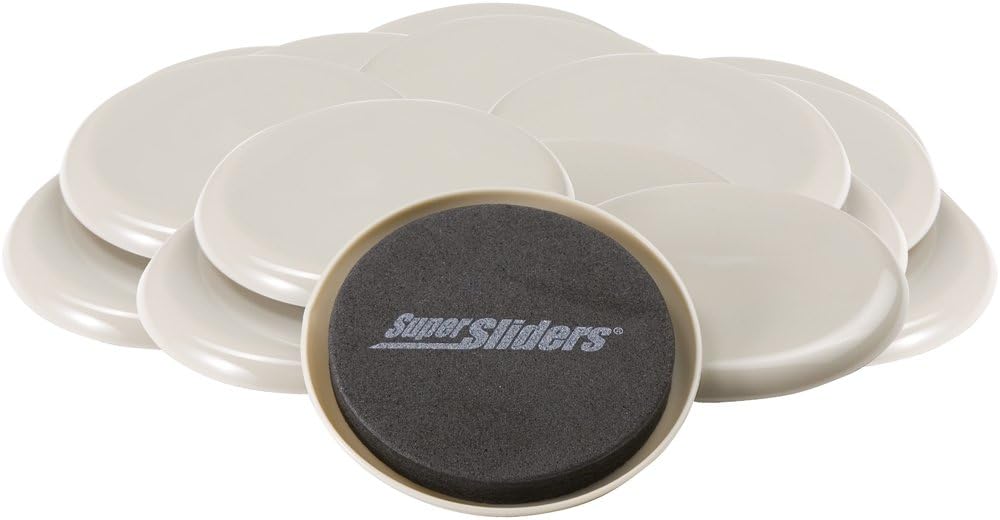 SuperSliders 4712795N Reusable Furniture Sliders for Carpet- Quickly and Easily Move Any Item, 3-1/2” Linen (16 Pack)