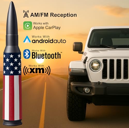 Image of 50 Cal Badass Bullet Antenna Fits Jeep Wrangler JK & JL from (2007 for Jeep Wrangler & Gladiator Accessories - Car Wash Safe & Anti Thelf Design - Ditch The Whip & Upgrade Your Jeep
