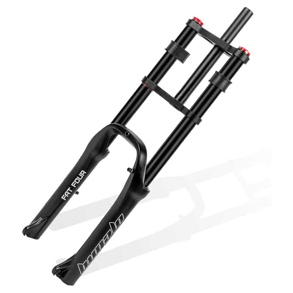 WIQUYBML 20x4.0'' 135mm Fat Fork Snow Bike Suspension Double Shoulder Air Disc Brake QR Bicycle Front Adjustable Rebound Travel 110mm 1-1/8 2880g For MTB ATV XC AM