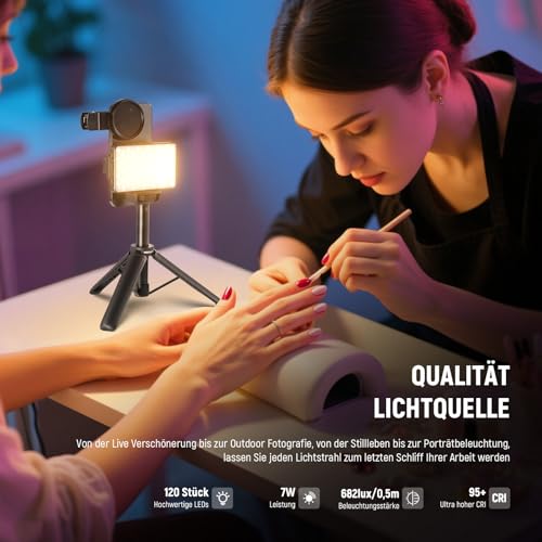NEEWER BASICS LED Selfie und Tattoo Licht kompatibel mit iPhone, BL120B – Ansicht 3