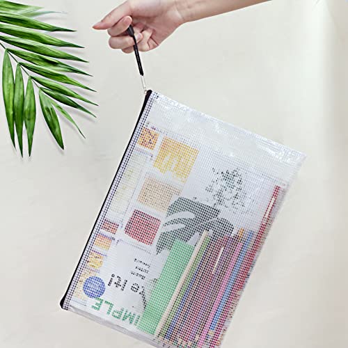 Image of EOOUT 56pcs Mesh Zipper Pouch Zipper Bag, Durable Pouches for Organization Puzzle Storage, Letter Size, A4 Size, for Office Supplies