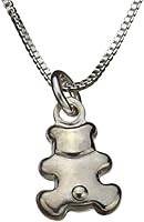 Vista 3 de Sterling Silver Tiny Teddy Bear Charm Box Chain Nickel Free Necklace Italy