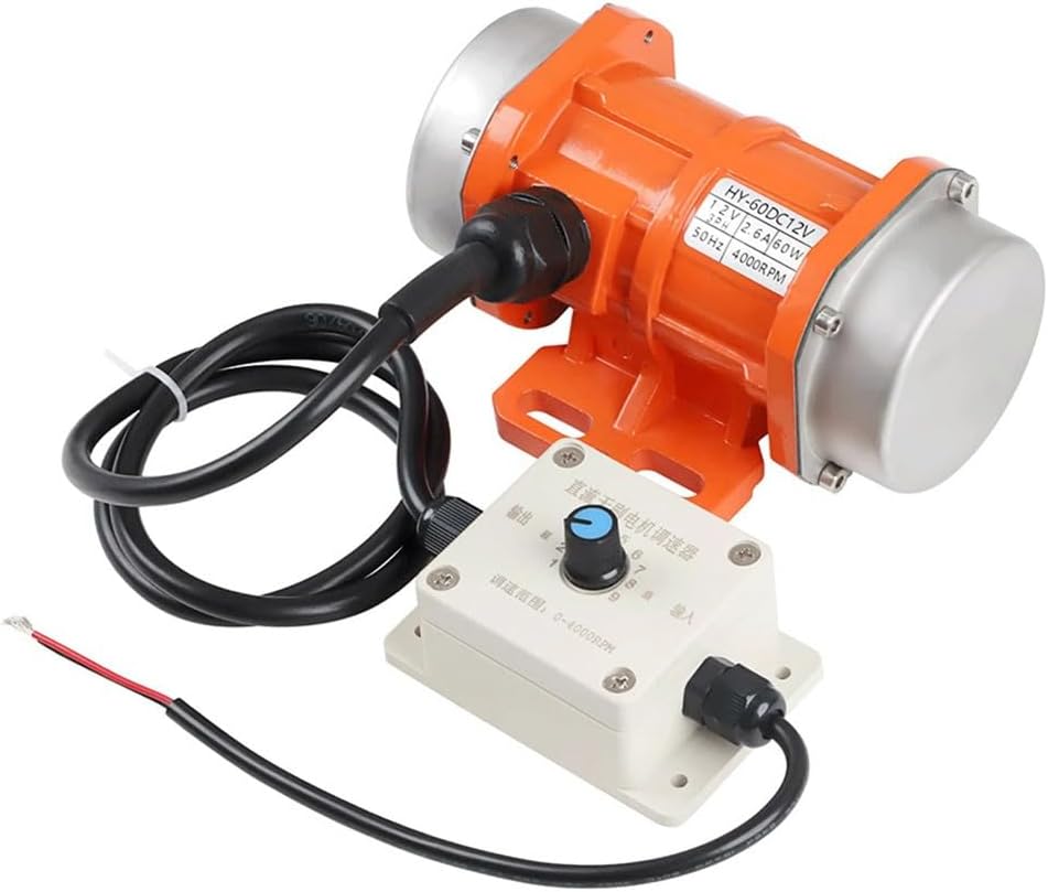 60W 12V Electric Vibration Motor for Concrete, Snow Ploughs, Shakers, Feeders - 4000 RPM, 30KG Force, Aluminum Alloy Shell