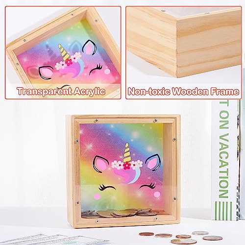 Image of MHJY Wooden Piggy Bank for Kids Personalizable DIY Coin Bank for Girls Boys
