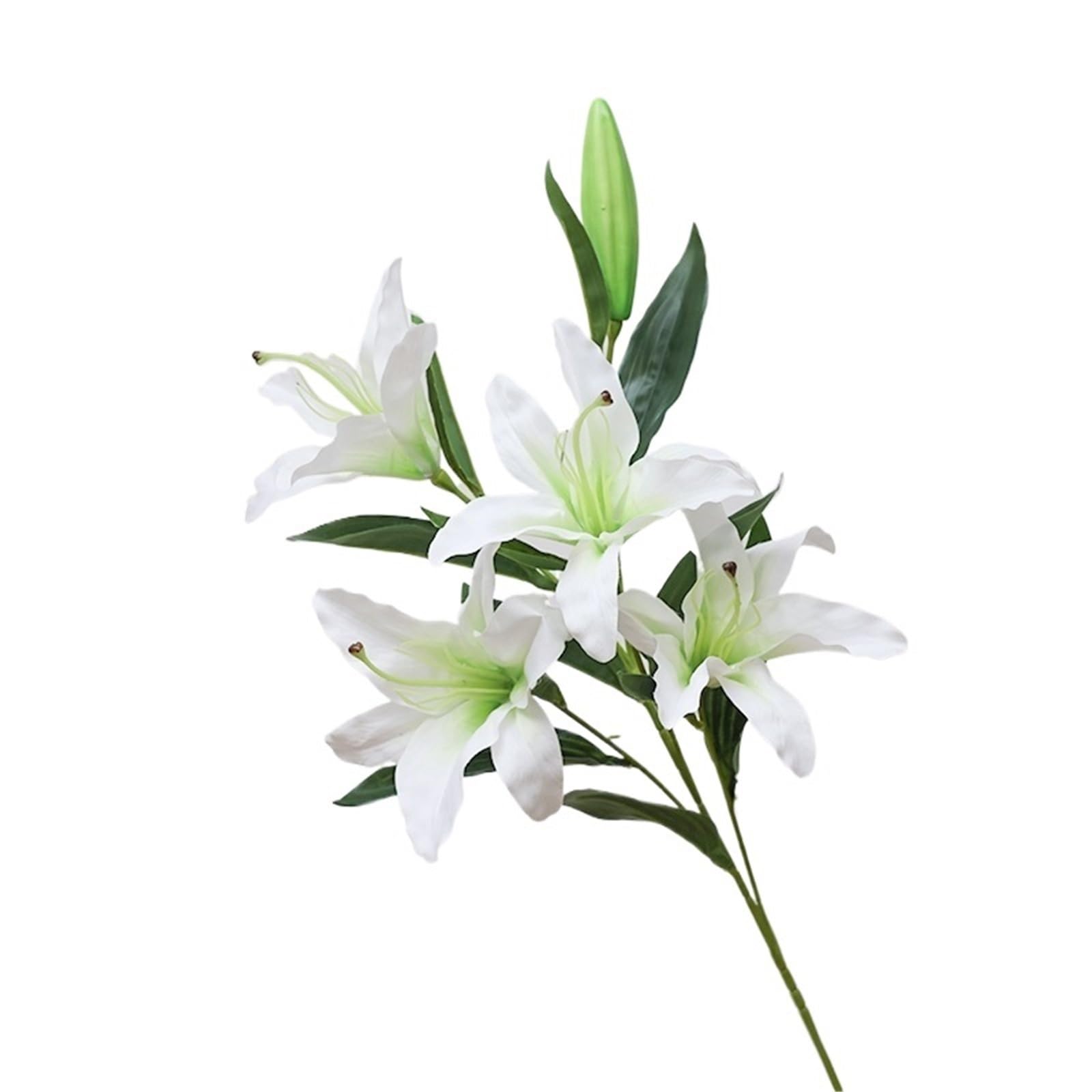 LuoAXINN Artificial Flower Branches 5 Heads Long Lily Artificial Flower Simulation Wedding Decorative Home Decoration Branch Fake Bouquet(White)