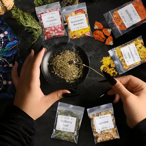 Set de 60 hierbas secas para brujería y velas miniatura 6