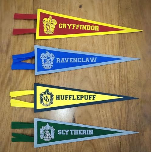 Multicolor Harry Potter Fabric Pennants - 16" x 6" (4 Pcs) | Assorted Magical Designs - Excellent for Wizard Fans & Party Decorations by Unique - Image 4