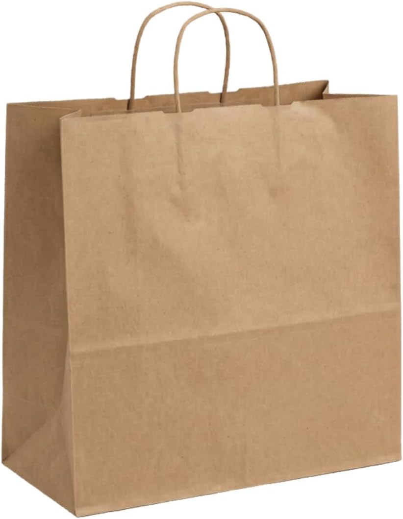 Post-Consumer FSC Kraft Paper Shopping Bags, 13" x 7" x 13", 250 Count
