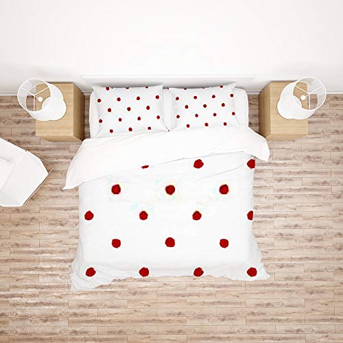 Parure de lit 3 pièces motif rose tombée avec housse de couette 200x200 et taies