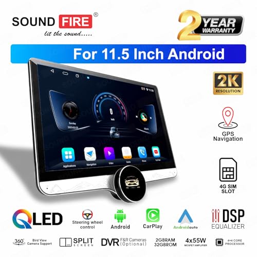 Image of SOUND FIRE Skywalker 11.5 Inch 2K Diamond 4GB RAM / 64GB ROM with DSP /Android Auto /CarPlay /4G /360 Camera Support Android Car Stereo