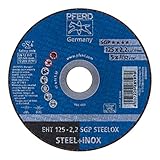 Breite: 2.2mm PFERD 281970 Trennscheiben, Spezial Linie SGP, SGP Steelox, Gerade Ausfuhrung EHT (FORM 41), 125mm x 2.2mm, 25 Stück
