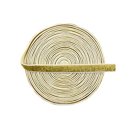 Bristlegrass Bandas Elásticas Plegables Brillantes Para Coser 3 8 Pulgadas, 2 Yardas, Carrete De Enemigo Dorado, Cinta Elástica Bricolaje 2 Años 3 8 Pulgadas, Dorado