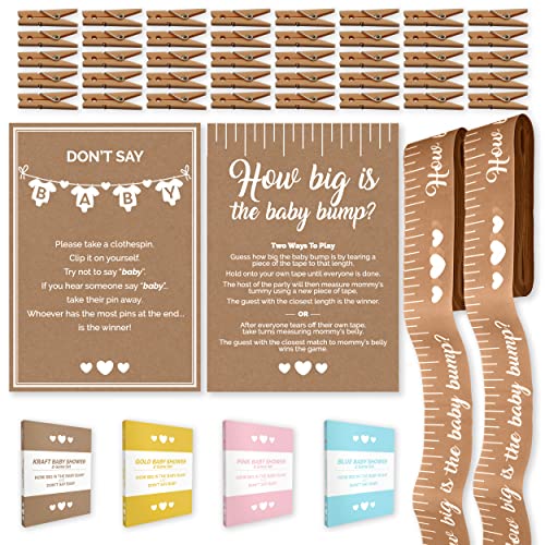 Party Hearty Funny Baby Shower Games for Girl or Boy, Set of 2: How Big is The Bump & Don't Say...