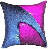 MOCOFO Sequins Mermaid Pillow, Matte Purple Blue Reversible Glitter Pillow Cover Magic Fish Pillowcase Parkly Fun Flip Throw Pillow Cover Couch Color Changing Decor Cushion Covers for Sofa16X16